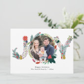 Cartes Pour Fêtes Annuelles JOIE Florale Rouge Poinsettia Pine Bough Wreath Ph (Debout devant)