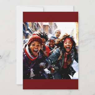 Cartes Pour Fêtes Annuelles Joie hivernale : Rires neigeuses pour enfants