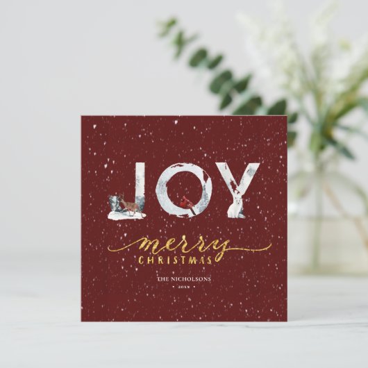 Cartes Pour Fêtes Annuelles JOIE JOIY Snow Overlay (Debout devant)
