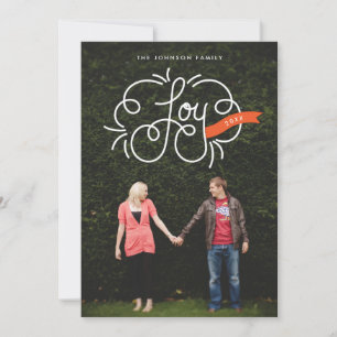 Cartes Pour Fêtes Annuelles joie lettrée à la main rouge ruban photo de vacanc