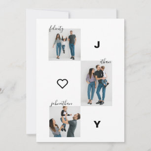 Cartes Pour Fêtes Annuelles Joie minimaliste moderne noir blanc bande 3 photo