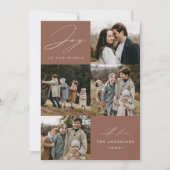 Cartes Pour Fêtes Annuelles Joie moderne au monde Mocha Brown 5 Photo (Devant)