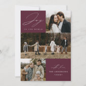 Cartes Pour Fêtes Annuelles Joie moderne au monde Plum Purple 4 Photo (Devant)