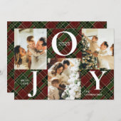 Cartes Pour Fêtes Annuelles Joie moderne branchée Noël photo rouge et verte (Devant / Derrière)