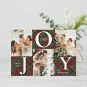 Cartes Pour Fêtes Annuelles Joie moderne branchée Noël photo rouge et verte (Debout devant)