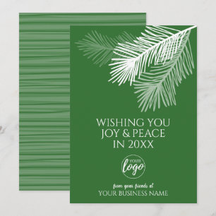 Cartes Pour Fêtes Annuelles Joie Moderne Paix Branches de Pin Ajouter LOGO - E