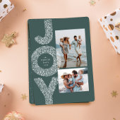 Cartes Pour Fêtes Annuelles Joie neige speckle deux photo vert Noël