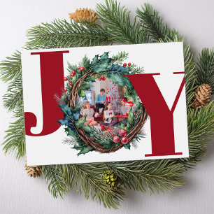 Cartes Pour Fêtes Annuelles Joie Noël Botanical Wreath Frame Photo