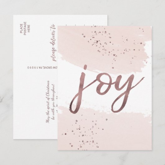 Cartes Pour Fêtes Annuelles Joie | Noël d'or Rose (Devant / Derrière)