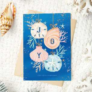 Cartes Pour Fêtes Annuelles Joie Noël Océan Aquarelle Coquillage Ornements