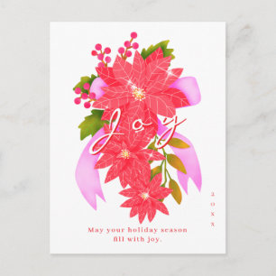 Cartes Pour Fêtes Annuelles Joie Noël Poinsettia Blanc
