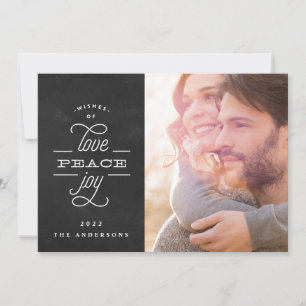 Cartes Pour Fêtes Annuelles JOIE PAIX AMOUR Photo de Noël sur tableau noir