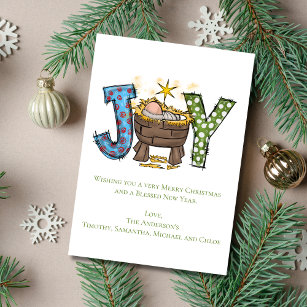 Cartes Pour Fêtes Annuelles Joie personnalisée Bébé Jésus Noël religieux