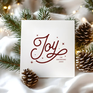 Cartes Pour Fêtes Annuelles Joie Rétro Moderne Typographie de Noël Script Ro