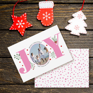 Cartes Pour Fêtes Annuelles Joie rose avec baies photo de Noël