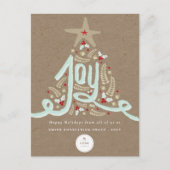 Cartes Pour Fêtes Annuelles Joie tirée à la main Calligraphie Rustique Foliage (Devant)