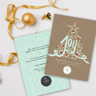 Cartes Pour Fêtes Annuelles Joie tirée à la main Calligraphie Rustique Foliage