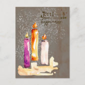 Cartes Pour Fêtes Annuelles Joie ! Trio de bougies aquarelle étincelle (Devant)
