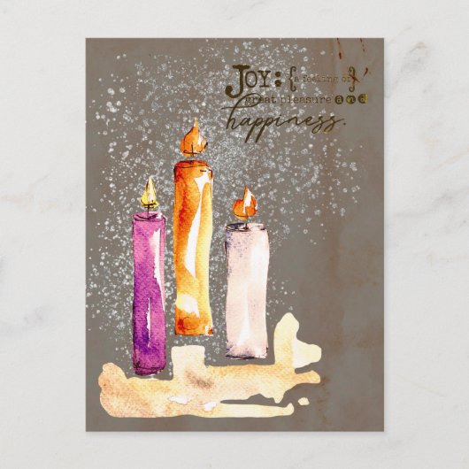 Cartes Pour Fêtes Annuelles Joie ! Trio de bougies aquarelle étincelle (Devant)
