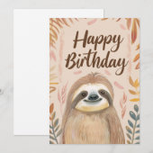 Cartes Pour Fêtes Annuelles Joli Anniversaire à Sloth (Devant / Derrière)