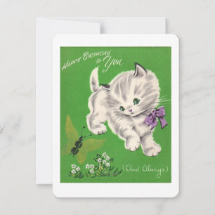 Cartes Pour Fêtes Annuelles Joli anniversaire Vintage Blanc Kitten
