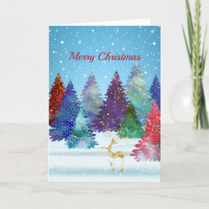 Cartes Pour Fêtes Annuelles Joli arbre coloré Noël des rennes