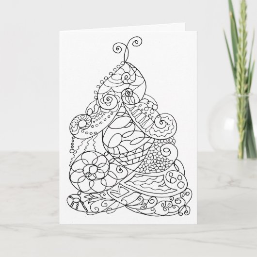 Cartes Pour Fêtes Annuelles Joli arbre de Noël de dessin (Devant)