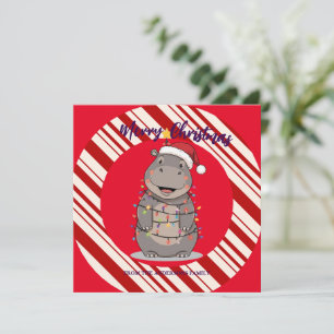 Cartes Pour Fêtes Annuelles Joli arbre de Noël hippopotame safari Noël carreau