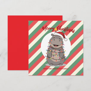 Cartes Pour Fêtes Annuelles Joli arbre de Noël hippopotame zoo safari Xmas car