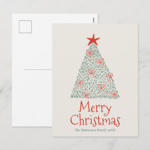 Cartes Pour Fêtes Annuelles Joli arbre de Noël joyeux dessiné à la main
