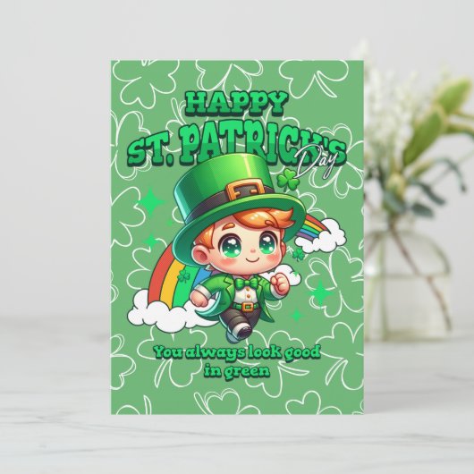 Cartes Pour Fêtes Annuelles Joli arc-en-ciel Saint Patrick's Day Celtic (Debout devant)