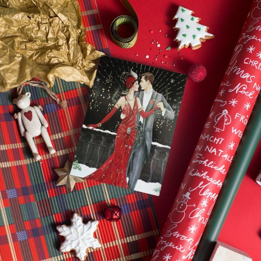 Cartes Pour Fêtes Annuelles Joli Art déco couple ajouter un message