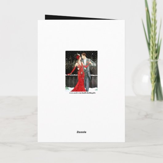 Cartes Pour Fêtes Annuelles Joli Art déco couple ajouter un message (Dos)