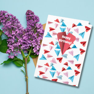 Cartes Pour Fêtes Annuelles Joli avion en papier coloré, photo personnalisée d
