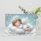 Cartes Pour Fêtes Annuelles Joli bébé ange dormant (Debout devant)