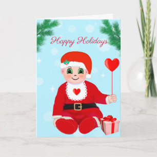 Cartes Pour Fêtes Annuelles Joli bébé de Noël, cœur et pin