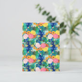 Cartes Pour Fêtes Annuelles Joli bleu rose Fleurs Boho Design (Debout devant)