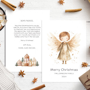 Cartes Pour Fêtes Annuelles Joli Boho Beige Noël Baby Angel