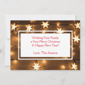Cartes Pour Fêtes Annuelles Joli Bois Patiné et Étoiles Lumineuses Noël (Dos)
