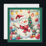 Cartes Pour Fêtes Annuelles Joli bonhomme de neige d'hiver Joyeux Noël non pho<br><div class="desc">Il est temps de réjouir Noël avec l'adorable bonhomme de neige à Père Noël casquette ! Cette carte postale est une illustration colorée et humoristique qui reflète parfaitement l'esprit de Noël. Un bonhomme de neige entouré de décorations de Noël et d'un sapin de Noël sur un arrière - plan d'hiver...</div>