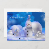 Cartes Pour Fêtes Annuelles joli bonhomme de neige heureux (Devant / Derrière)