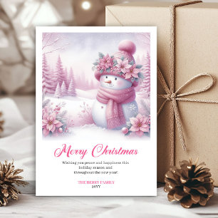 Cartes Pour Fêtes Annuelles Joli Bonhomme de Neige Rose Enfants Téléchargement