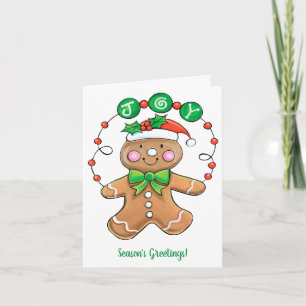 Cartes Pour Fêtes Annuelles Joli bonhomme en pain d'épice, Joie des biscuits d