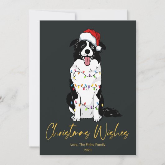 Cartes Pour Fêtes Annuelles Joli Border Collie Arbre de Noël Plat (Devant)