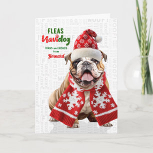 Cartes Pour Fêtes Annuelles Joli Bouledogue Drôle de Puces Navidog avec Nom
