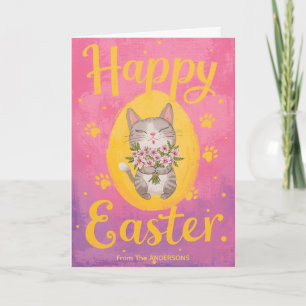 Cartes Pour Fêtes Annuelles Joli bouquet de chat de Pâques personnalisé de Pâq