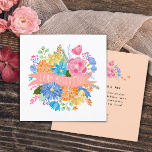 Cartes Pour Fêtes Annuelles Joli bouquet de fleurs florales pour la fête des m