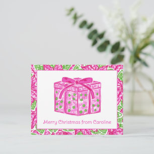 Cartes Pour Fêtes Annuelles Joli cadeau de Noël rose et vert présent