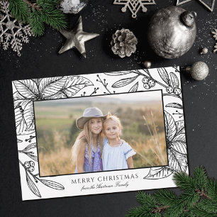 Cartes Pour Fêtes Annuelles Joli cadre fleuri Poinsettia   Photo horizontale