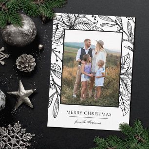 Cartes Pour Fêtes Annuelles Joli cadre fleuri Poinsettia   Photo verticale